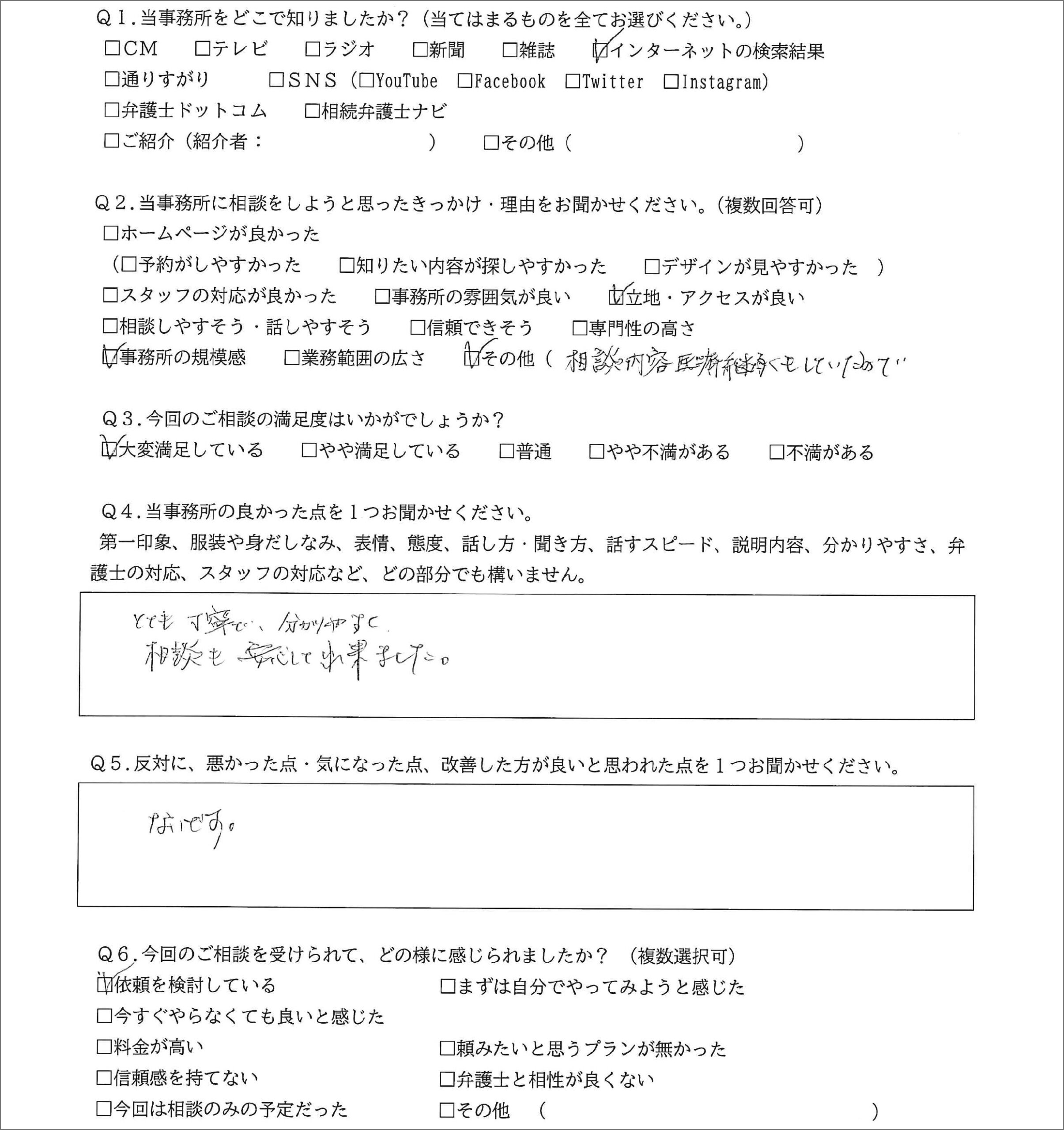 3.とても丁寧で分かりやすく、相談を安心して出来ました。